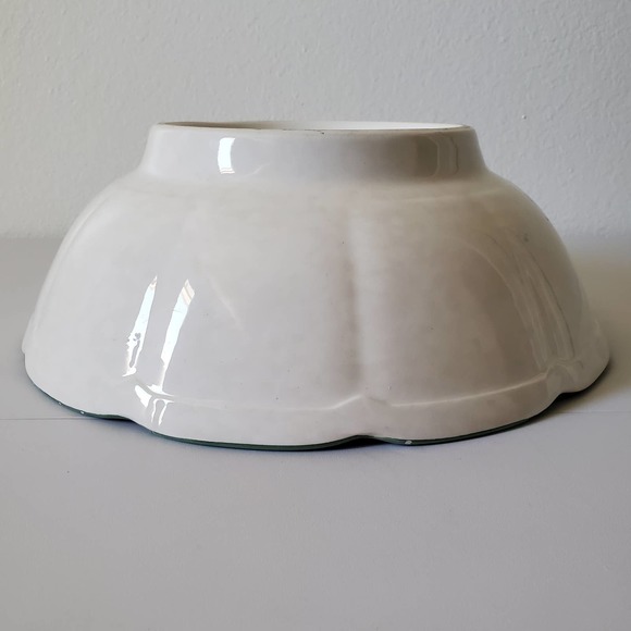 Garantito per Alimenti Vintage Pasta Serving Bowl Green White Hand Painted - Picture 4 of 16